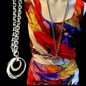SAMKAS STATEMENT NECKLACE BRIANNE GOLD & SILVER PLATED Retail $159
